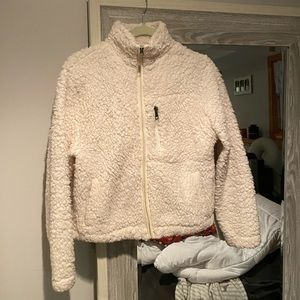White Sherpa Zip Up